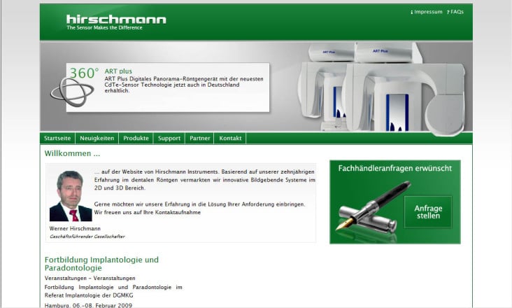 Screenshot Website Hirschmann Instruments