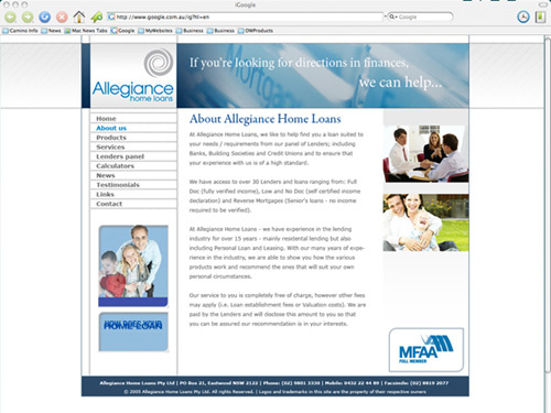 Template design Allegiance Home Loans / Freshly Brewed Concepts / Melbourne