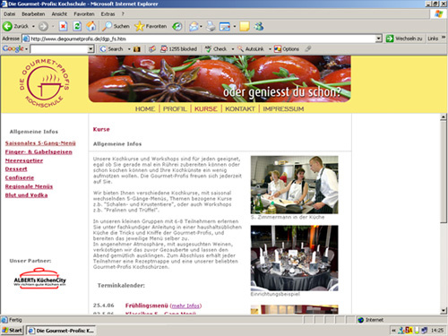 Homepage Die Gourmet Profis / Re-evolution.com / Berlin