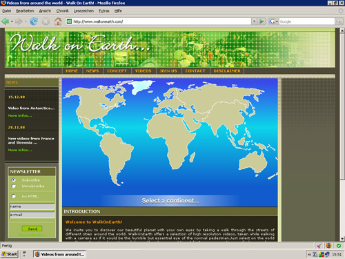 Homepage design www.walkonearth.com / Re-evolution.com / Berlin