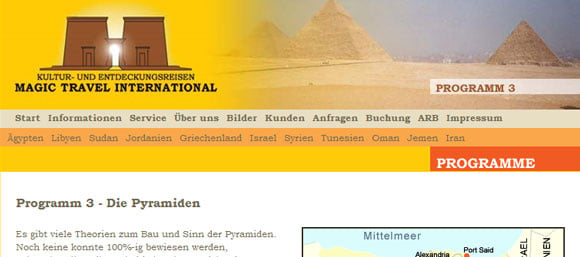 Webseite eines Reiseveranstalters auf Basis eines CMS Systems