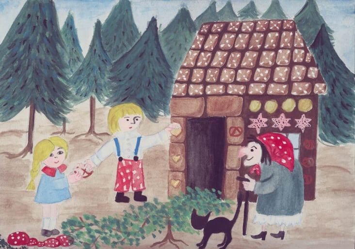 Märchen (Tempera, Aquarell) „Hänsel und Gretel“