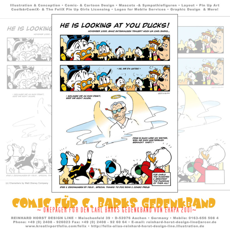 Comicseite für den Carl Barks Gedenkband von Ehapa