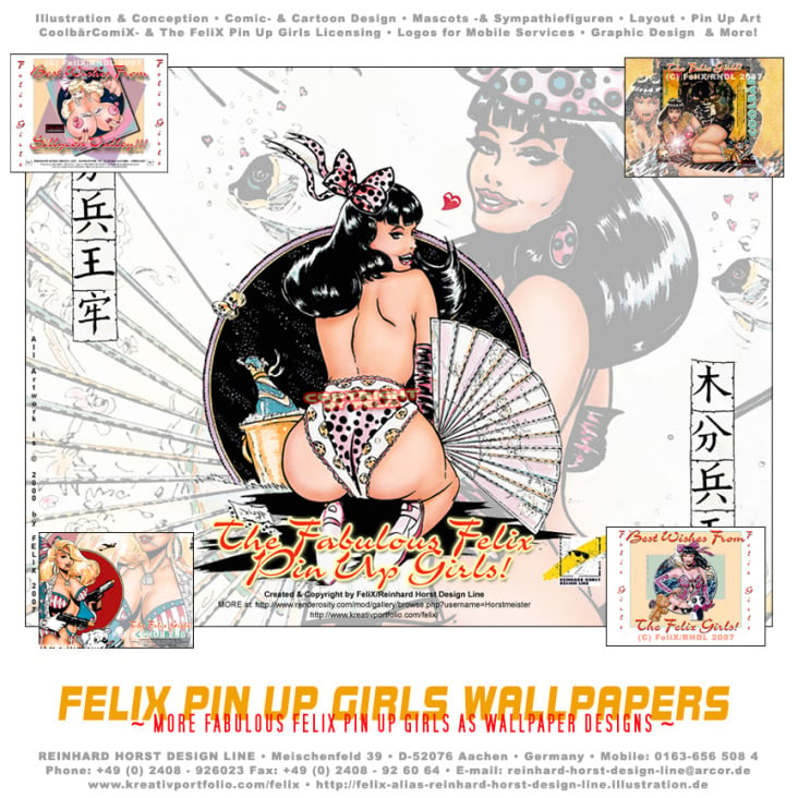 Artwork Sample(s) aus dem „The FeliX Pin Up Girls!“ Illustrations-Pool
