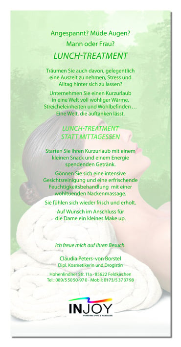 Kosmetikflyer für Mittagsaktion Claudia Peters von Borstel