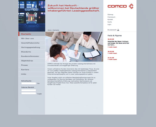 Webpräsenz COMCO Leasing GmbH