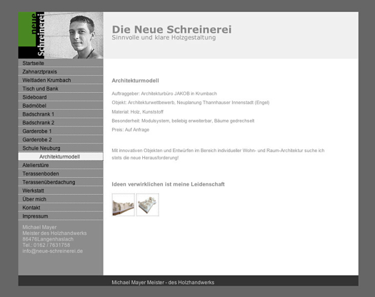 Neue Schreinerei – Screenshot Website