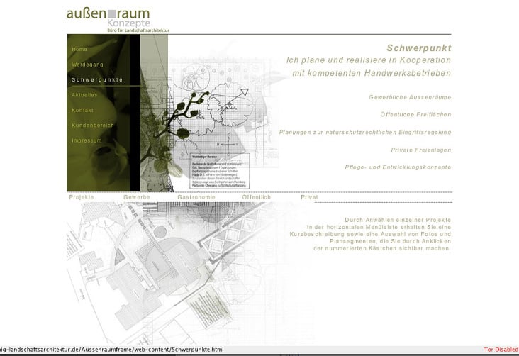 AussenRaumKonzepte – Screenshot Website