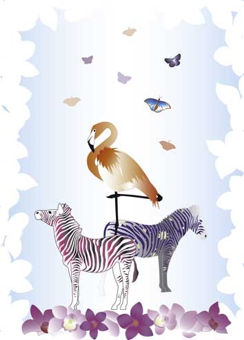 Zebras, Flamingos, Schmetterlinge