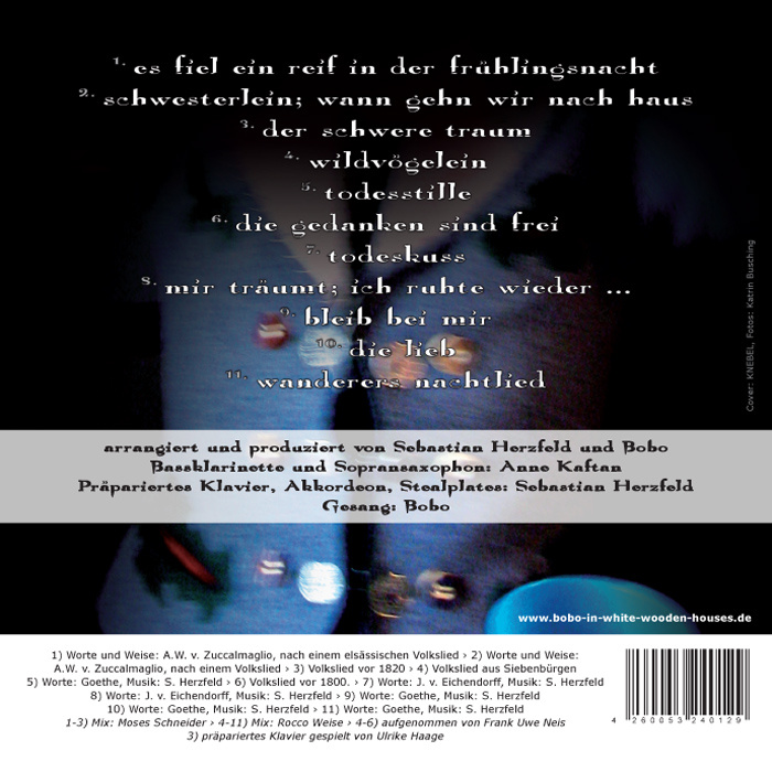 Rückseite für CD „Volkslieder“