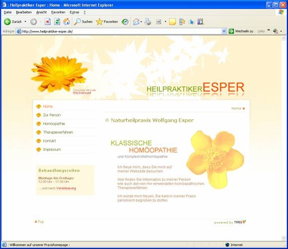 TYPO3 Webseite Heilpraktiker Esper