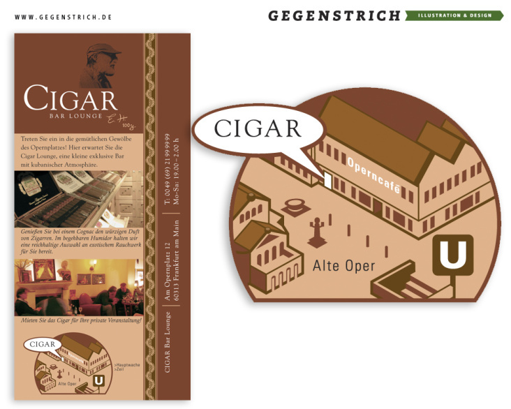 Vektorgrafik und Flyer für das „Cigar“, Frankfurt