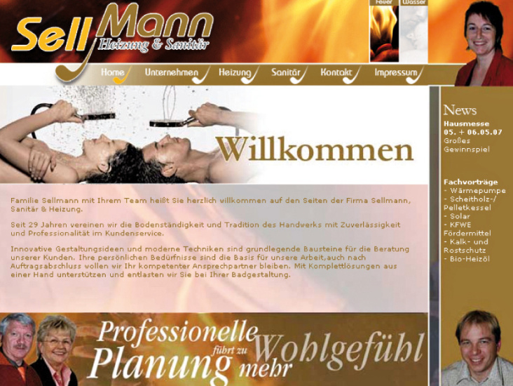 homepage sellmann heizung & sanitär (kreativ-konzeption, screendesign, html)