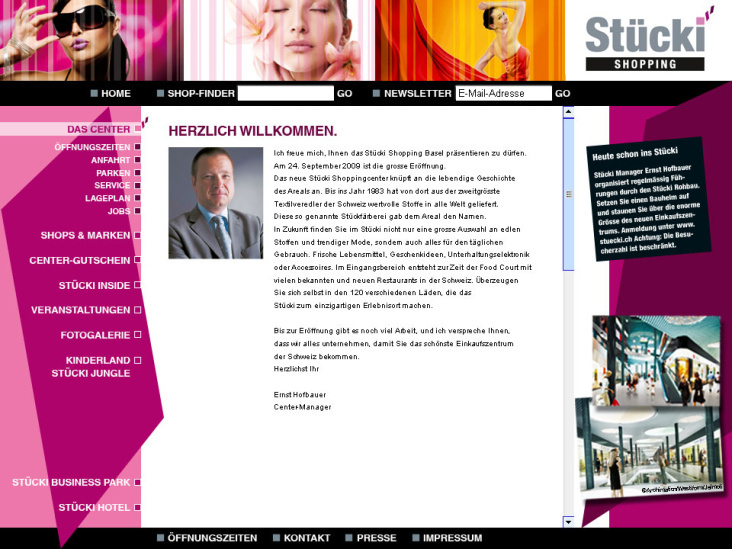 homepage STÜCKI (für Johannsen und Kersting, kreativ-konzeption, screendesign)