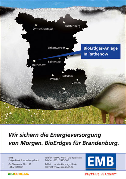 Anzeige für die erste BioErdgas-Anlage Brandenburgs