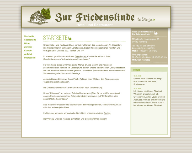 Webdesign für Restaurant/Hotel