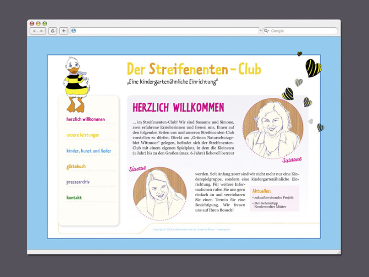 Internetseite für einen Kindergarten