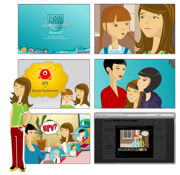 Illustrationen für einen animierten Infofilm (Flash) zum Thema HPV Impfung
