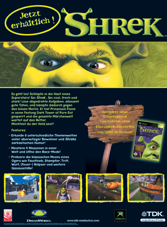 Printanzeige Shrek Xbox 2001