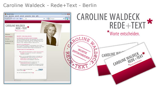 Caroline Waldeck / Rede + Text – Logo, Visitenkarten, Stempel, Webseite