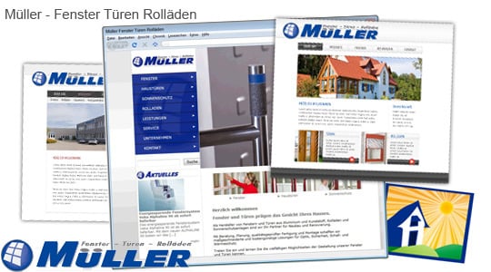 Müller Fenster Türen Rolläden – Logo, Illustration, Webseite