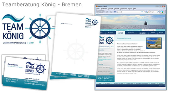 Team König – Logo, Visitenkarten, Briefbogen, Webseite