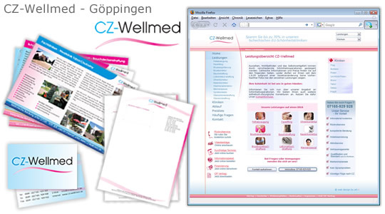 CZ-Wellmed – Logo, Visitenkarten, Briefbogen, Flyer, Webseite