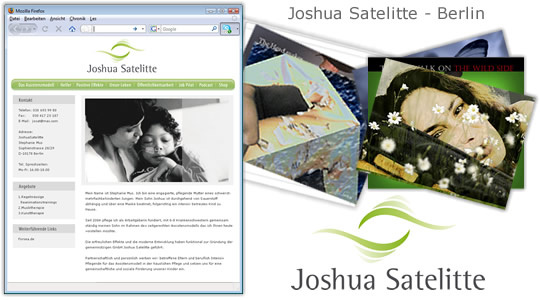 Joshua Satelitte – Logo, Postkarten, Webseite