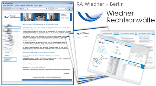 Wiedner Rechtsanwälte – Logo, Folder, Briefbogen, Webseite