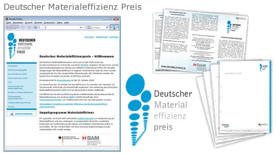 Deutscher Materialeffizienzpreis – Logo, Briefbogen, Folder, Webseite