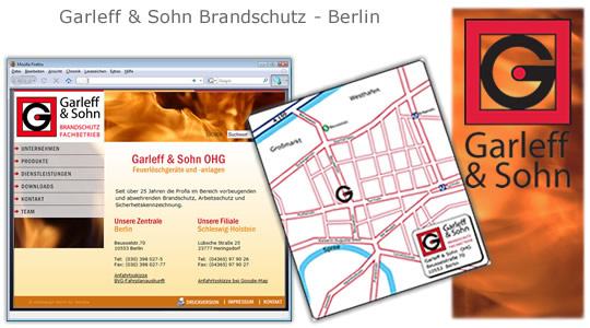 Garleff & Sohn – Logo, Anfahrtskizze, Webseite