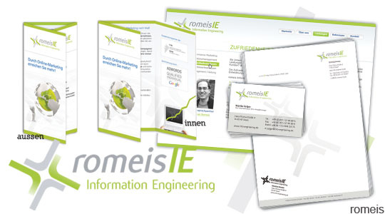 romeis Information Engineering – Logo, Visitenkarten, Briefbogen, Folder, Webseite