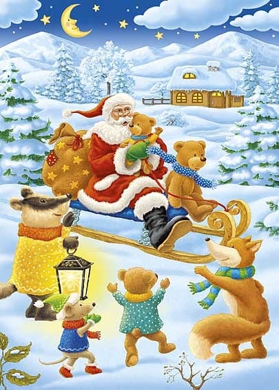 Adventskalender „Santa mit Tieren“