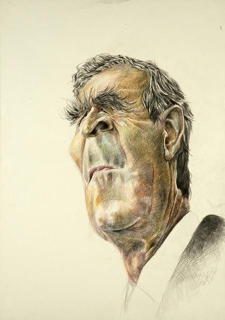 George W. Bush, 84 × 58,4 cm, Farbstift