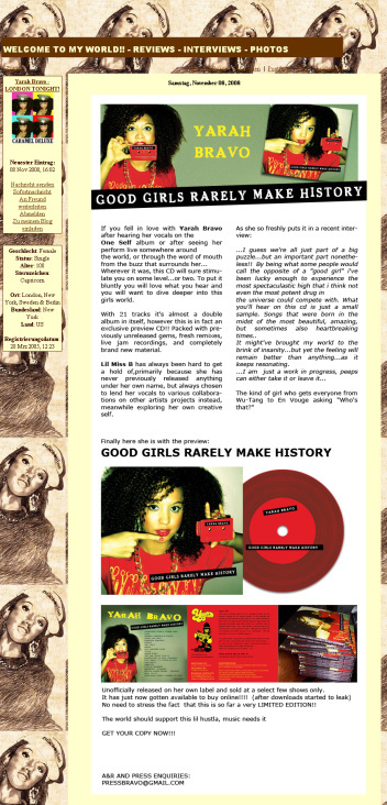 Press Release zum Album Release von „Good Girls Rarely Make History“  (10|2008)