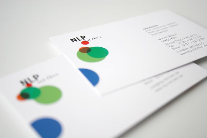 NLP mit Herz – Entwicklung des Logos, Visitenkarten, Briefpapier, Pressemappe, Internetseite.