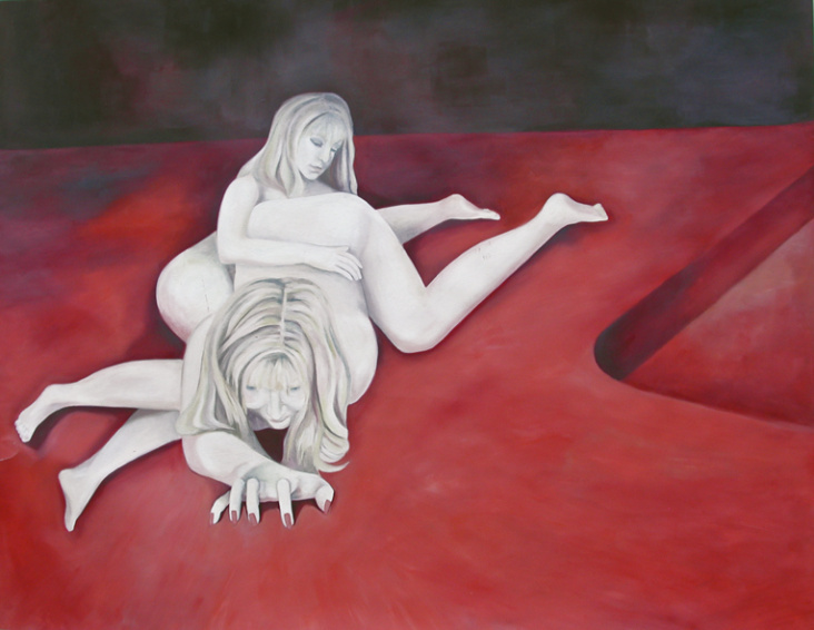 Frauen-Formen, 2006 in Leipzig, Öl auf Papier, 176 × 152 cm