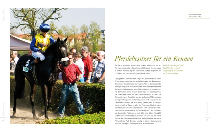 Doppelseite für Artikel „Pferdebesitzer für ein Rennen“