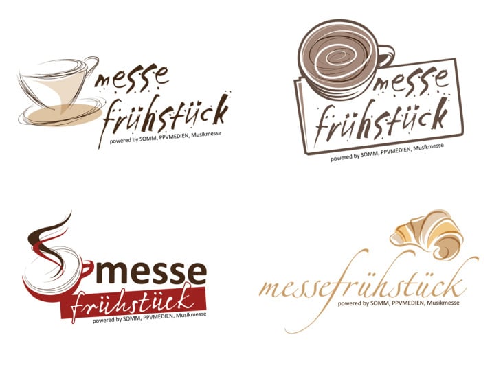 Logoentwürfe „messefrühstück“; SOMM Society of Music Merchants