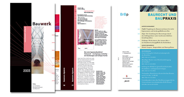 Für den Bauwerk Verlag: Kataloge, Zeitschriften, Buchcover, Printwerbung (bis 2003). Satz und Reinzeichnung.