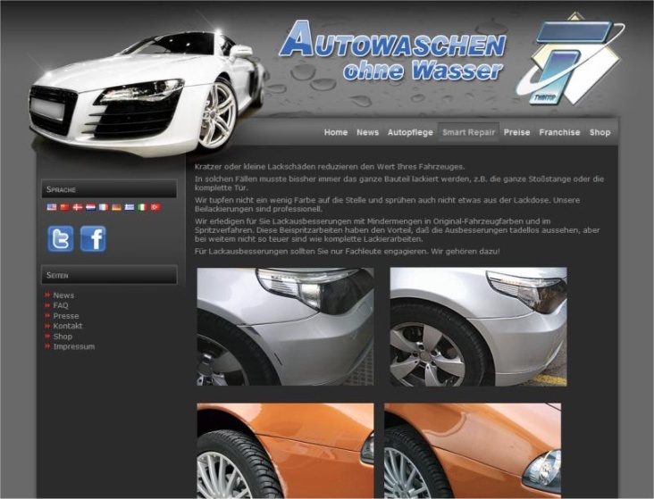 Webseite für Fahrzeugaufbereitung