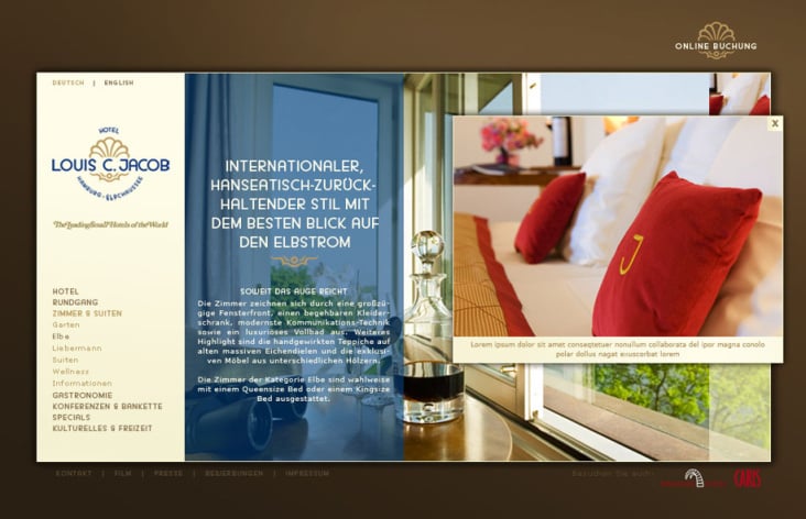 Website des 5-Sterne-Hotels Louis C. Jacob.