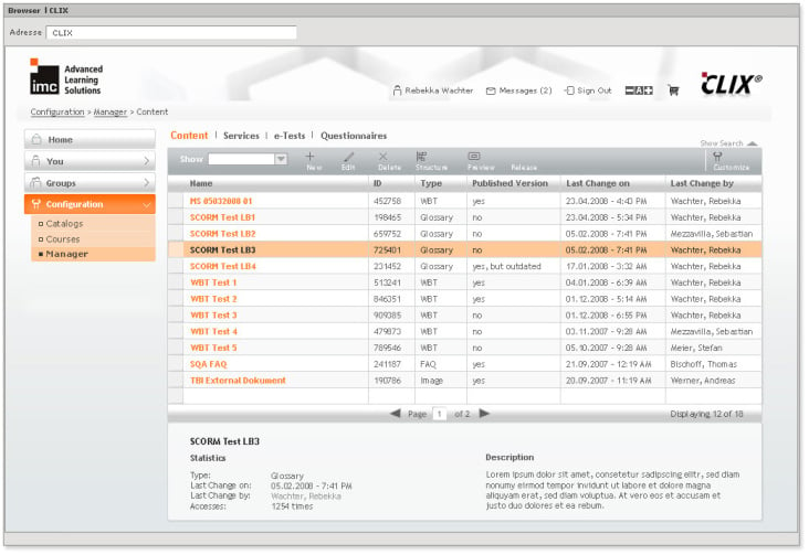 CLIX – Learning Management System – Endkunden: BASF, Bayer, TUI, Allianz, TU München, HTW Berlin u.a. – Art Direction – 2008