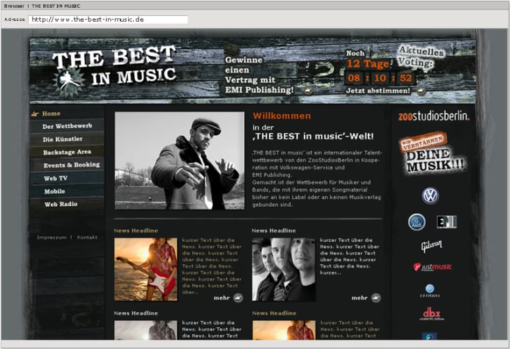 www.the-best-in-music.de – für Volkswagen Service – Art Direction Corporate Design / Website 2006-2007