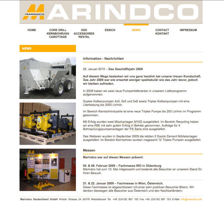 Marindco GmbH / Website (Design & HTML, CSS)