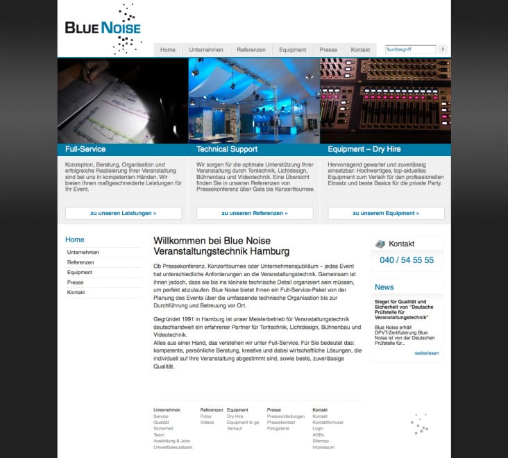 Blue Noise GmbH / Website Design / Auftraggeber: Planungsbüro für Internet & Marketing