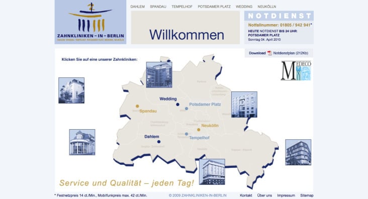 Zahnkliniken in Berlin / Website Design, Logo