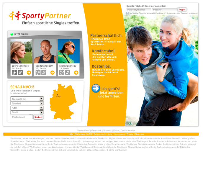 Sporty Partner // Entwürfe für ein Datingportal für sportliche Singles