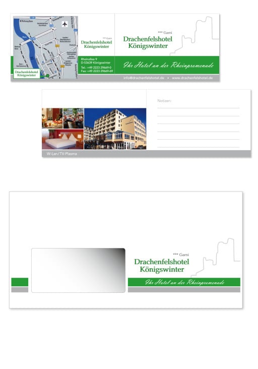 Re-Designs der Geschäftsausstattung für ein Hotel: Visitenkarten, Briefumschläge