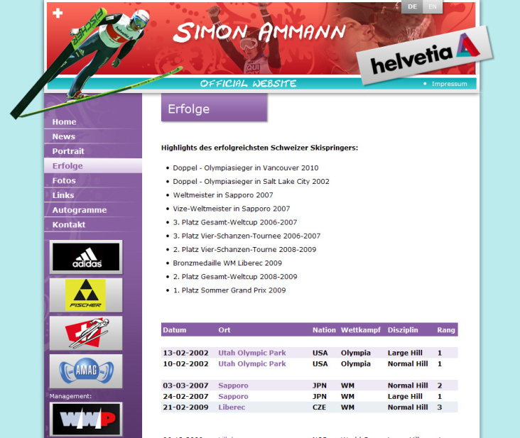 Screenshot Subpage www.simonammann.ch
